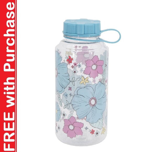 FREE if added to a $50 Bundle: 1 BLUE FLORAL Wild Sage 32-oz Water Bottle w/ Lid - Picture 1 of 3